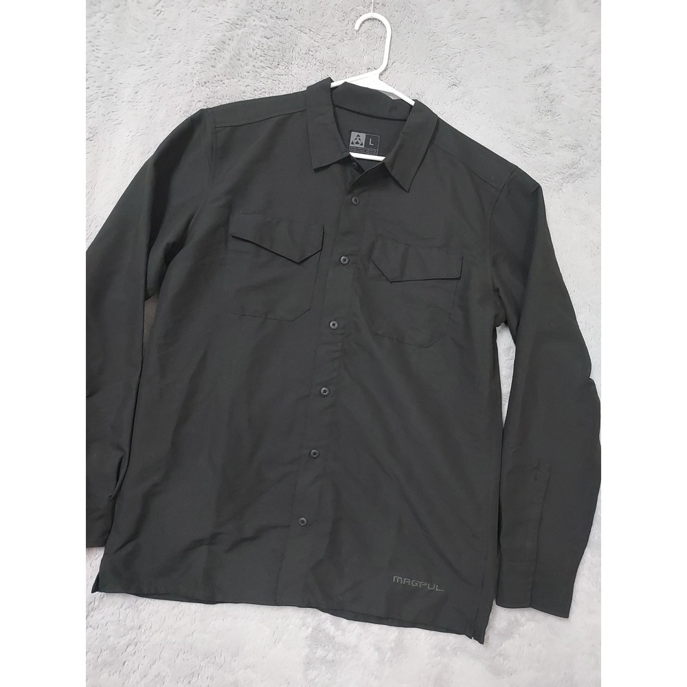 Magpul Shirt Men Large Tactical Long Sleeve Button Down MAG711 Black Heavyweight